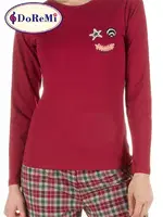 DoReMi Bordo Kışlık Ekose Pijama Takımı Bordo görsel 5