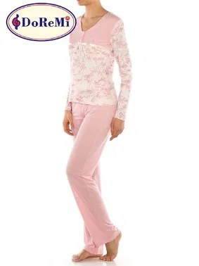 DOREMI Pembe Desen DoReMi Bayan Pijama Takımı - Alternatif Görünüm