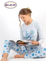Be Happy Kadın Pijama Takımı Doremi Mavi Melanj görsel 4