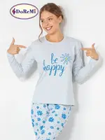 Be Happy Kadın Pijama Takımı Doremi Mavi Melanj görsel 7