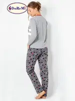 DoReMi Pinguin Bayan Pijama Takımı Gri Melanj görsel 5