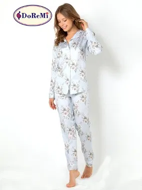 DOREMI DoReMi Blue Grace Uzun Kollu Bayan Pijama Takımı - Alternatif Görünüm