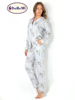 DoReMi Blue Grace Uzun Kollu Bayan Pijama Takımı Desenli farklı açı