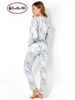 DoReMi Blue Grace Uzun Kollu Bayan Pijama Takımı Desenli görsel 5