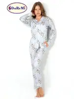 DoReMi Blue Grace Uzun Kollu Bayan Pijama Takımı Desenli görsel 9
