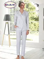 DoReMi Blue Victoria Uzun Kollu Bayan Pijama Takımı Gri görsel 5