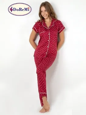 DOREMI DoReMi Burgundy Heart Kısa Kollu Pijama Takımı - Alternatif Görünüm