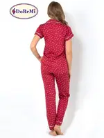 DoReMi Burgundy Heart Kısa Kollu Pijama Takımı Bordo görsel 6