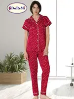 DoReMi Burgundy Heart Kısa Kollu Pijama Takımı Bordo görsel 8