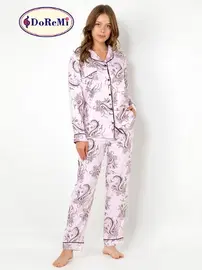DOREMI DoReMi Cherry Rot Uzun Kollu Bayan Pijama Takımı