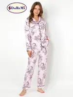DoReMi Cherry Rot Uzun Kollu Bayan Pijama Takımı Pembe
