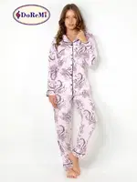 DoReMi Cherry Rot Uzun Kollu Bayan Pijama Takımı Pembe farklı açı
