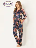 Gömlek Yaka Doğal Viskon Soft Yumuşak Düğmeli Pijama Takımı DoReMi Desenli görsel 8