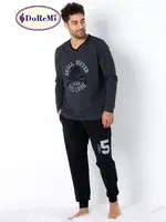 DoReMi V Yaka Erkek Homewear Pijama Takımı Antrasit Melanj görsel 8