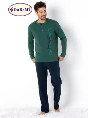 DOREMI Patlı Yeşil Uzun Kollu Erkek Doremi Pijama Takımı - Alternatif Görünüm