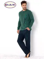 Patlı Yeşil Uzun Kollu Erkek Doremi Pijama Takımı Yeşil farklı açı