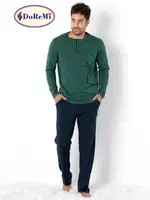 Patlı Yeşil Uzun Kollu Erkek Doremi Pijama Takımı Yeşil görsel 6