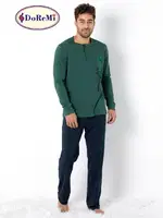 Patlı Yeşil Uzun Kollu Erkek Doremi Pijama Takımı Yeşil görsel 7