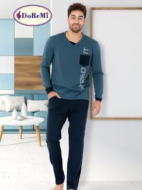 DOREMI V Yaka Spor Erkek Pijama Takımı DoReMi