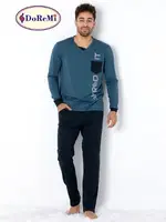 V Yaka Spor Erkek Pijama Takımı DoReMi farklı açı