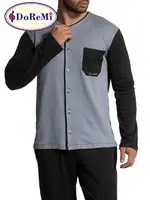 Önden Düğmeli DoReMi Erkek Pijama Takımı Siyah-Gri farklı açı