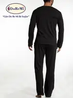 Önden Düğmeli DoReMi Erkek Pijama Takımı Siyah-Gri görsel 4