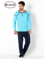 Patlı Kışlık DoReMi Erkek Pijama Takımı Mavi-Lacivert detay görünüm