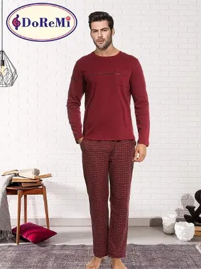 DOREMI DoReMi Ekose Bordo Kışlık Erkek Pijama Takımı