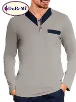 DoReMi V Yaka Erkek Pijama Takımı 002-000466 Gri-Mavi detay görünüm