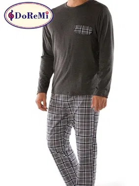 DOREMI DoReMi Geniş Yaka Ekose Erkek Pijama Takımı - Alternatif Görünüm