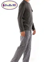 DoReMi Geniş Yaka Ekose Erkek Pijama Takımı Antrasit farklı açı