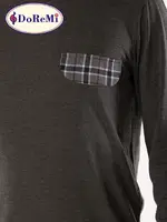 DoReMi Geniş Yaka Ekose Erkek Pijama Takımı Antrasit görsel 4