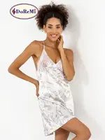 Dantelli Çapraz Askılı Kadın Gecelik DoReMi Desenli görsel 4