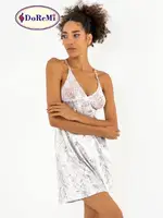 Dantelli Çapraz Askılı Kadın Gecelik DoReMi Desenli görsel 7