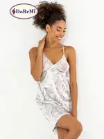 Dantelli Çapraz Askılı Kadın Gecelik DoReMi Desenli görsel 9