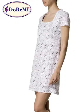 DOREMI Doremi Kısa Kollu Desenli Gecelik - Alternatif Görünüm