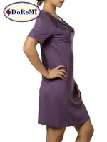 Doremi Kısa Kollu Güpürlü Gecelik Mor farklı açı