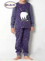 Gece Desenli Kız Çocuk Pijama Takımı DoReMi Lacivert görsel 6