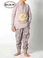 Uzun Kollu Kız Çocuk Pijama Takımı DoReMi Vizon farklı açı