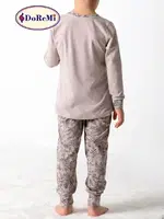 Uzun Kollu Kız Çocuk Pijama Takımı DoReMi Vizon görsel 5