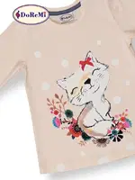 Kız Çocuk Uzun Kol Pijama Takımı DoReMi Krem görsel 4