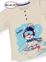 DoReMi Winter Kız Çocuk Pijama Takımı Uzun Kollu Somon görsel 4