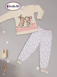 DOREMI Tavşan Desenli Kız Çocuk Pijama Takımı
