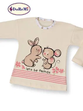 DOREMI Tavşan Desenli Kız Çocuk Pijama Takımı - Alternatif Görünüm