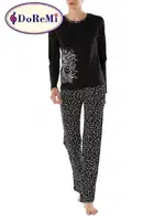 DoReMi Night Flower Pijama Takımı Siyah detay görünüm