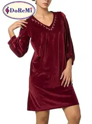 DOREMI Doremi Uzun Kollu Kadife Gecelik