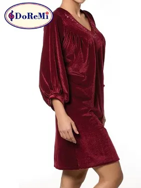 DOREMI Doremi Uzun Kollu Kadife Gecelik - Alternatif Görünüm