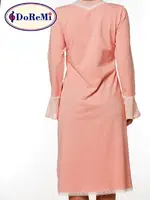 Doremi Uzun Kollu Penye Gecelik Rahat Kesim Yavruağzı görsel 4