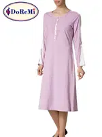 Doremi Patlı Uzun Kollu Penye Gecelik Lila