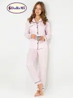 DoReMi Victoria Uzun Kollu Bayan Pijama Takımı Pembe detay görünüm